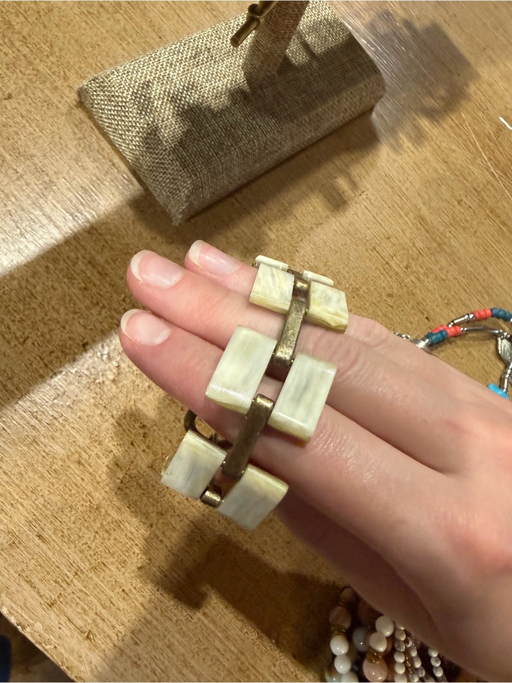 Noonday Collection Ivory Tile-Link Bracelet with Brass Accents